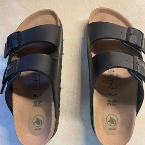 Birkenstock Arizona Platform Vegan (Papillio) Black, size 38, (8-8.5)